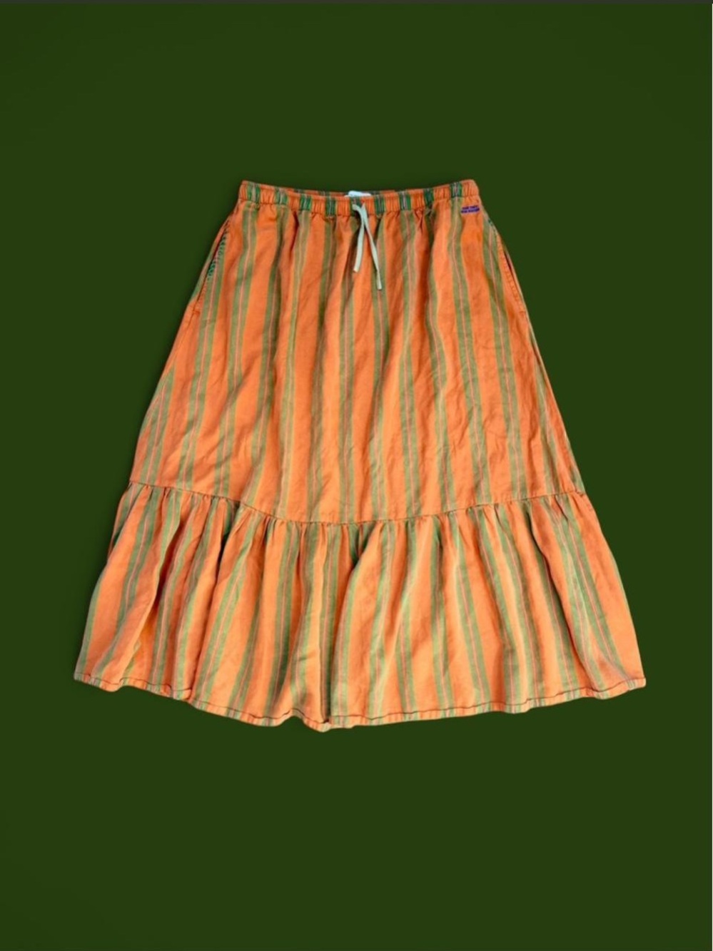 The Tiny Big Sister Striped Orange Tiered Maxi Skirt